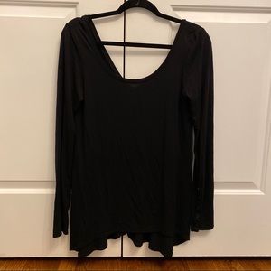 Feel The Piece Black Long Sleeve Top V Back